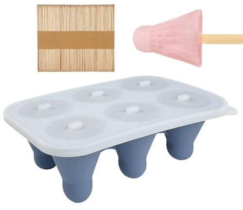 Setauoo Eiscreme-Silikonform – Badminton-Motiv, 6 Mulden, Silikonform mit Stäbchen, für Joghurt, Saft, Kuchen, Trüffel, Gummibaum-Desserts, Fondant, Karamell, Schokoladenmousse