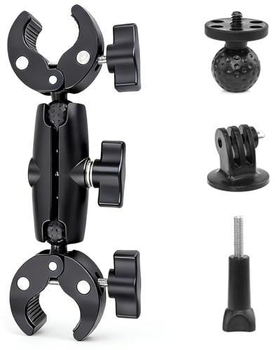 Soporte de doble pinza para paraguas y barra de cámara, soporte universal para silla de ruedas, andador, cochecito de bebé, escritorio y accesorios fotográficos, giratorio 360° con brazo Magic Socket