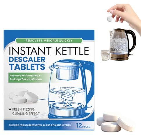 12PCS Kettle Descaler Tablets,All Purpose Limescale Remover Kettle,Powerful Descaler for Kettles & Coffee Machines,Fast Dissolving Cleaner,Water Bottle Cleaning Tablets,Cup Cleaner