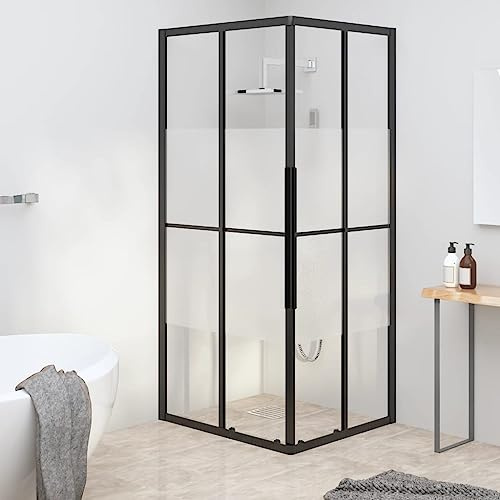 Teenpull Box doccia semiopaco ESG, 90 x 70 x 180 cm, nero, telaio in alluminio, doccia angolare con porta basculante e apertura silenziosa, salvaspazio, per bagno e doccia