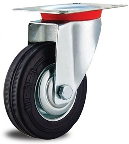 EXCOLO Rolle Transportrollen Vollgummi Reifen 160mm Gummi schwarz Kugellager (Lenkrolle 160 mm)