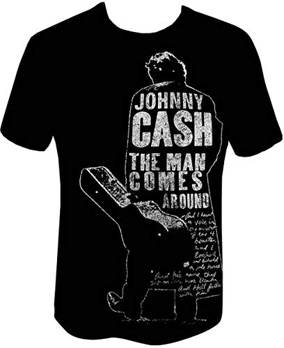 Rockoff Trade Men's Johnny Cash Man Comes Around T - Shirt, Black (Black Black), Medium