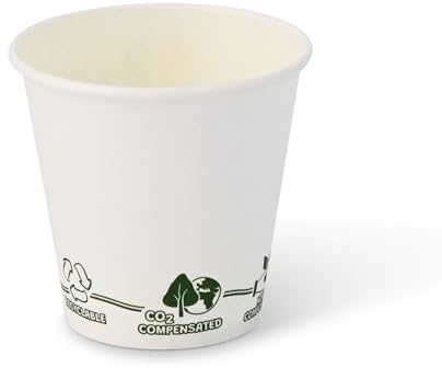 BIOZOYG 50x Disposable Coffee Cups 150 ml / 6 oz, Ø 80 mm White with Environmental Motifs - Paper Cups for hot Drinks Plastic-Free - Coffee Cups Disposable
