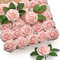 Mocoosy 50 Pcs rose artificiali, rose rosa cipria fiori artificiali schiuma rose finte con stelo per bouquet da sposa centrotavola per fiori artificiali DIY artigianato feste decorazione domestica
