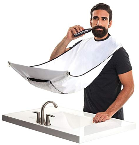 Boolavard Bartschürze für den Mann Rasur & Haarschnitt Catcher Grooming Cape Schürze enke Sauber Halten - Weiß