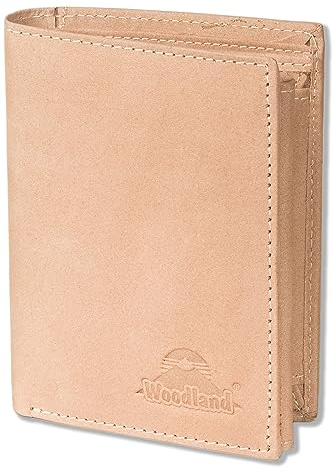 Woodland Hochformat Riegel LEDERBÖRSE RFID/NFC-Blocker Schutz Naturbelassenes Büffelleder Sand/Vintage