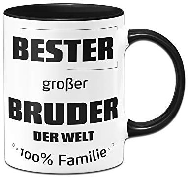 Tassenbrennerei Tasse mit Spruch Bester großer Bruder der Welt - Geschenk für Geschwister (Schwarz)