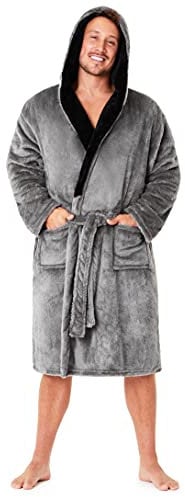 CityComfort Bata Hombre Invierno - Bata de Estar por Casa Hombre Polar (Gris, L)
