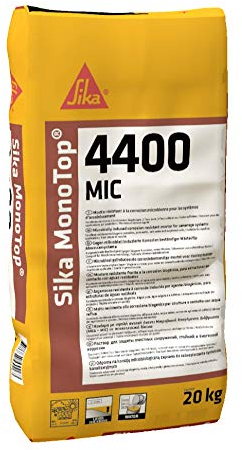 SIKA - Mortier de réparation de réseaux et de protection contre la corrosion biogénique - Sika Monotop 4400 MIC - Résistant aux eaux pures, eaux salées, aux sulfates et différents acides dilués - 20kg
