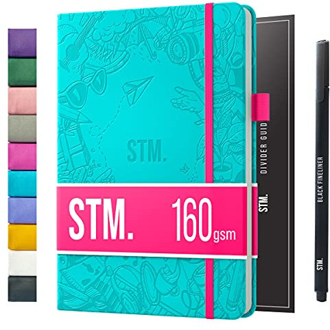 Notizbuch A5 Dotted Bullet Journal Buch und Stift - Gepunktet - Scribbles That Matter Notebook A5 - Auslaufsicheres 160g dickes papier, 150 Seiten, Hardcover Bujo, Hardcover Dot Grid note book
