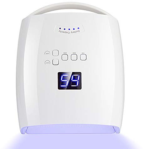48W Rechargeable UV LED Nail Lamp,Cordless Professional Gel Nail Art Lights Manicure Tools for Home and Salon (White)