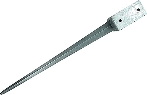 Douille de sol à enfoncer - 45 x 45 mm - Longueur : 600 mm - Support de poteau galvanisé à chaud - Douille à enfoncer pour poteaux en bois carré - Ancrage au sol en acier
