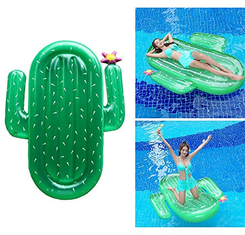 ZXNQ Tapis de bain flottant, ligne flottante gonflable en forme de cactus, coussin gonflable, pour fête, piscine, plage, jouets de plage, 18014525 cm