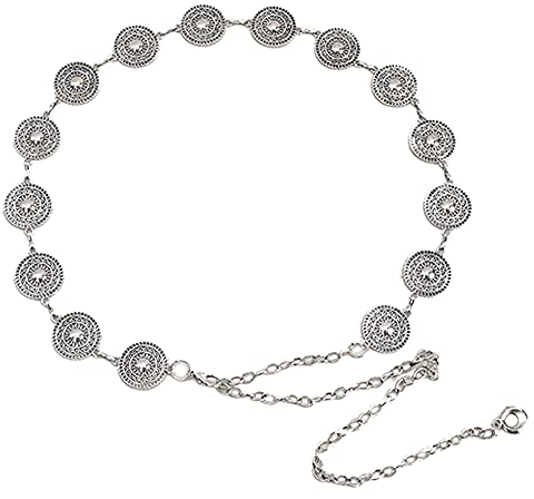 MEGAUK Damen Vintage Metall Kettengürtel Durchbrochene Geschnitzte Metallring Taillengürtel Brautgürtel für Kleid Hochzeit Party
