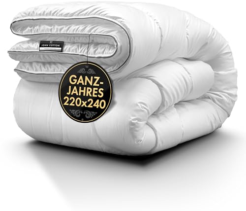 John Cotton Night Cloud Bettdecke 240x220 - Premium Klasse Steppdecke für Allergiker | Oeko-Test Zertifiziert Bettdecken | Ideal Schlafdecke für Frühling & Herbst | Weiche Microfaser Decke 220x240