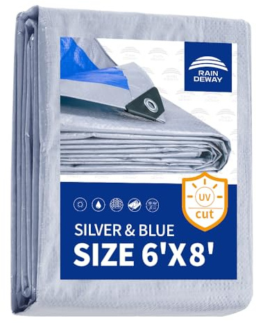 RAINDEWAY Small Tarps Waterproof 6x8Ft 5.5 Mil Multipurpose Poly Tarp Cover