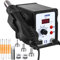 FAOKZE 700W stazione saldante aria calda,Rework Station con Display LED 100-480°C,Stazione Saldante Aria Calda con 3 punte,2 rotoli di filo di saldatura,2 pinzette e un kit di strumenti.