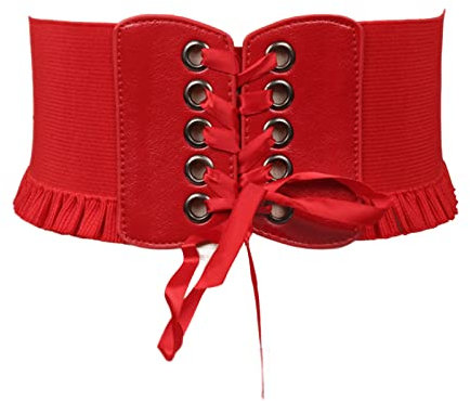 Bund Bandage Elastizität Damen Reine Farbe Schleife Kummerbund Mode Accessoire Rot