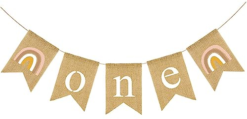 qingmeng Regenbogen Deko 1. Geburtstag, Boho Wild One Girlande Banner, Erster Geburtstag Mädchen Junge, First Birthday Decorations