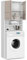 BDW Waschmaschinenschrank 180 x 64 x 30 cm – Glanz Badregal Hochschrank Waschmaschine Bad Schrank Badezimmerschrank Überbau Glänzend - Weiß/Capucciono