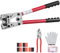 VEVOR Pinze Crimpatrice 6/10/16/25/35/50 mm² Pinza Capicorda per Terminali Batteria in Alluminio Rame AWG10-1/0, Pinza con Tagliacavo 6 Dimensioni Crimpatura 95 Connettori Anello Rame per Elettricista