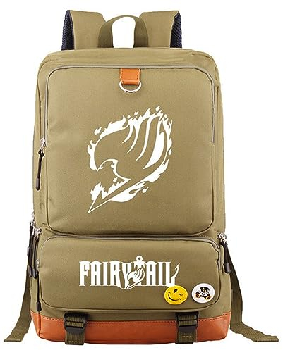 jiminhope Fairy Tail Rucksack für Frauen Männer Natsu große Kapazität Schulranzen Erza Scharlachrot Multi-Pocket-Rucksack Charlés Studenten Daypack