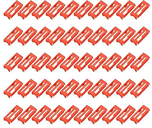 sourcing map 50 Pcs Servo Cable Clips Lock ABS Servo Extension Safety Cable Buckle Fixing Holder for RC Plane Boat DIY Model Red
