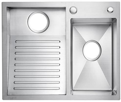 Fregaderos De Lavandería/lavadero Fregaderos De Baño De Acero Inoxidable SUS 304 Balcón De Lavandería Fregadero De Lavandería Para El Hogar Lavabo Con Tabla De Lavar ( Color : Silver-Left , S : 60x48c