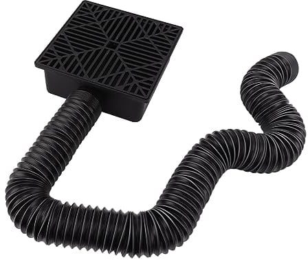 Rain Gutter Downspout Extensions, 9in X 9in Catch Basin Drain Downspout Extender with 8ft Flexible Pipe, Low Profile Gutter Connector Rainwater Drainage, Protect House Foundation
