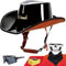 Motorrad-Halbhelm Für Erwachsene, Persönlichkeit, Vintage-Halbhelm (Handtuch + Sonnenbrille + Maske), Offener Motorradhelm, DOT-Zugelassener Retro-Western-Cowboyhut-Helm C,XL(61-62cm)