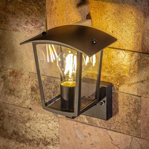 CGC Black Outdoor Outside Lights Traditional Contemporary Waterproof Lampholder Weatherproof Porch Patio Door Wall Terrace Garden (Large Uplight)
