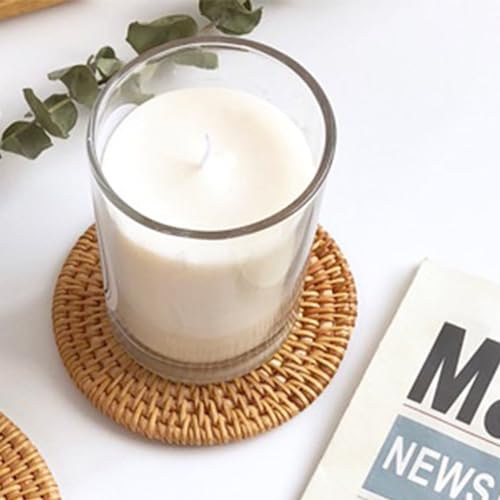 Vanyibro Lot de 6 dessous de verre ronds en rotin naturel tissé résistant à la chaleur pour table de cuisine