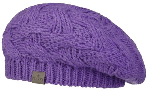 LIERYS Jesila Baskenmütze Damen Strickmütze mit Schurwolle Made in Germany Herbst Winter lila One Size