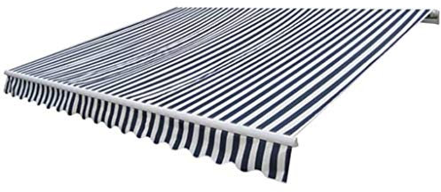 ARKEM Tenda da Sole Pieghevole Motorizzata 400 cm Blu/Bianca,Tenda da Sole per Esterno Avvolgibile, Tenda da Sole a Bracci Estensibili con Telaio in Alluminio, Tettuccio Resistente al Sole e Impermeab