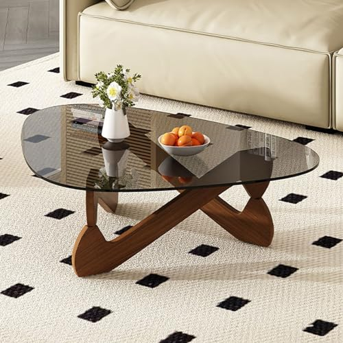 Wohnzimmer Tisch, Moderne Couchtische aus transparentem Hartglas, Couchtisch aus gebogenem Glas for Wohnzimmer, dreieckiger Couchtisch aus Glas, geeignet for Wohnzimmer, Schlafzimmer und Arbeitszimmer