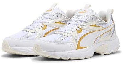 PUMA MILENIO Tech, Scarpe da Ginnastica Unisex-Adulto, White-Archive Gold-Warm White, 40 EU