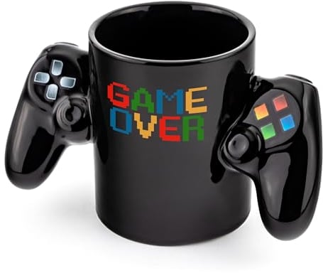 Froster Controller Tasse für Gamer - Game Over, Gaming Becher 350ml, Gamepad, Zocker Geschenk, Gamer Geschenke Jungen, Gamer Gadgets, Nerd Tasse Schwarz