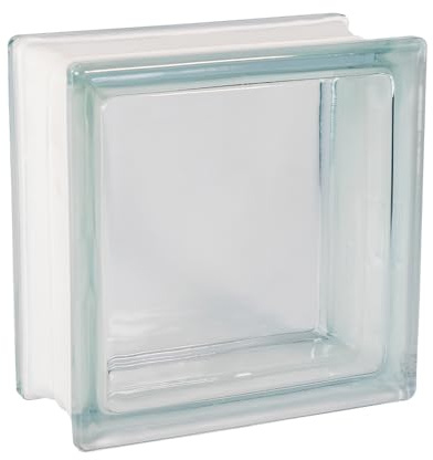Basic Glasbaustein Vollsicht klar einseitig satiniert, 19x19x8 cm - 6 Stück | Geeignet zur Erstellung einer Trennwand, als Raumteiler oder als Duschabtrennung