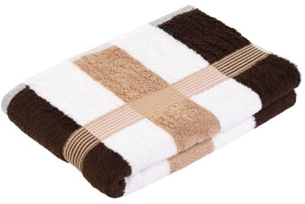 liebling Duschtuch, 100% hochwertige Baumwolle, Serie Miami, 70 x 140 cm, waschbar & trocknergeeignet, Farbe: weiß/Mocca/Marone
