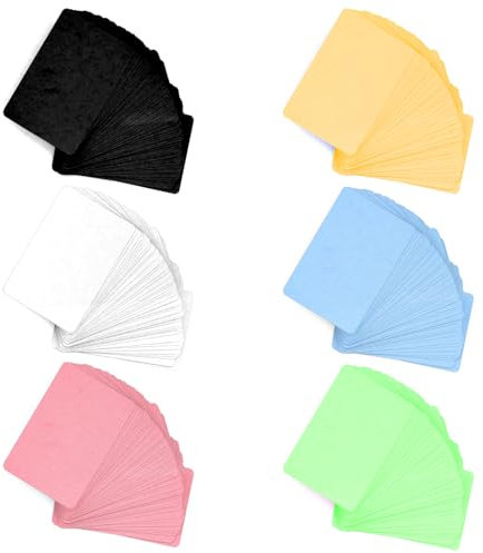 300 Blank Flash Cards Blank Business Cards, Kraft Message, Review Card Handmade for DIY Word Memory Notes Study Gift Labels Paper Card - White/Black/Pink/Yellow/Green/Blue