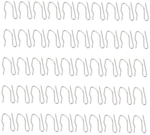 QUETTO The Bead Shop Heavy Duty Zinc Metal Drapery Pin Hooks 50-Pack for Pencil Pleat Curtains and Window Treatments