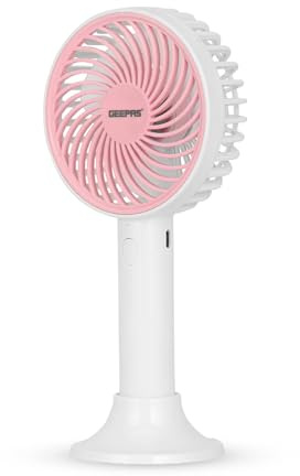GEEPAS Hand Held Fan, Portable Handheld Type C Rechargeable Fans with 3 Speeds, Battery Operated Electric Mini Foldable Desk Desktop Fans for Home Office Travel, Pink