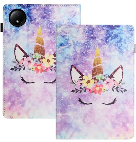 LSPCASA Carcasa para Redmi Pad SE 8.7 / Redmi Pad SE 8.7 Pulgadas PU+TPU Material Funda Redmi Pad SE 8.8 Pulgadas con Ranuras para Tarjetas Fundas con Cierre Magnético, Unicornio
