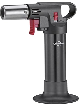 Küchenprofi Flambierbrenner CLASSIC | Bunsenbrenner Küche | Einstellbare Flammengröße | Verriegelungsfunktion | Nachfüllbar mit Butan | Gasbrenner mit Kartusche | Gas-Brenner | Küchenbrenner