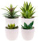 Gresorth 4 Piezas Artificiales Suculentas Planta Decoración en Ollas Faux Spiky Áloe Cactti Maceta Falso Cactus Ágave Adorno Dormitorio Salón
