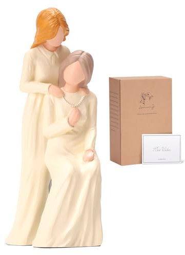 NINNSSOT Mom Birthday Gifts from Daughter, Ideas for The Bride, Mothers Day, Resin Hand-Painted Mother and Daughter Figurine for Home Decoration