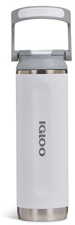 IGLOO Botella Térmica Sipper 20, Botella de Acero Inoxidable, Aislada, 0,6 L, Hermética, Blanca