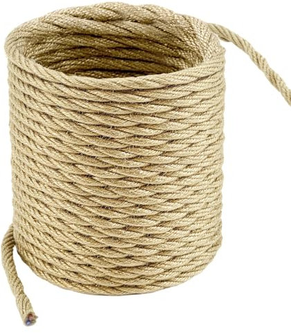 QWORK® Cable Eléctrico Trenzado Vintage 10M, 2 Hilos de 0,75mm², Estilo Nostálgico para Lámparas y Decoración Retro