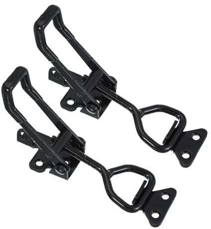 PATIKIL Toggle Latch Clamp 4003 Style, 2 Pcs Carbon Steel Adjustable Toggle Clamps Quick Release Smoker Pull Hasp Latches with Lock Hole 661Lbs Bearing for Box Lid Jig, Black