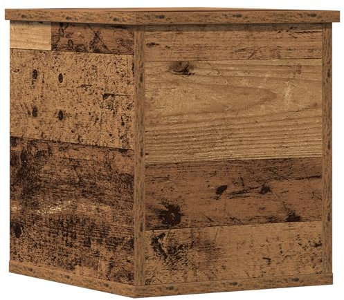vidaXL Rustic Wooden Storage Trunk - Reclaimed Solid Wood Chest with Vintage Finish - 30x35x35cm for Indoor Use - Spacious Cube for Basement, Garage